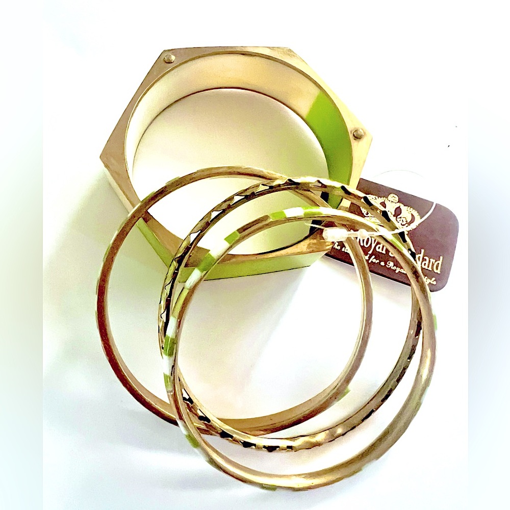 The Royal Standard Color-block Bangles (4) Green/White NWT